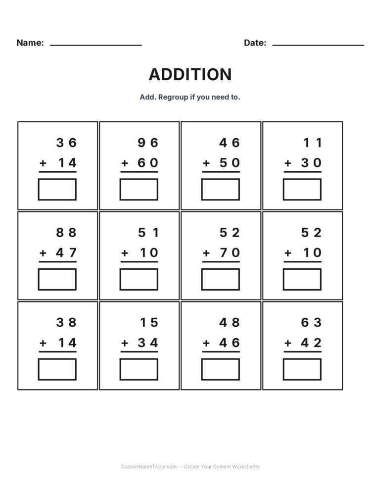 Grade 2 Addition No Regrouping worksheet 24 for kids