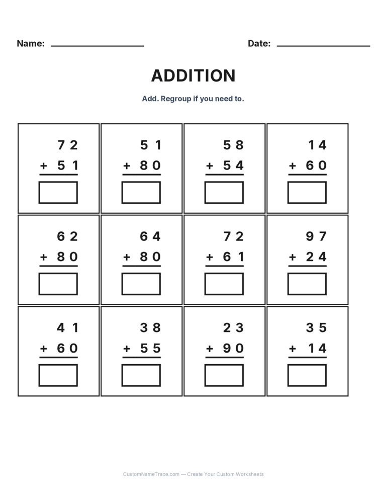 Grade 2 Addition No Regrouping worksheet 26 for kids