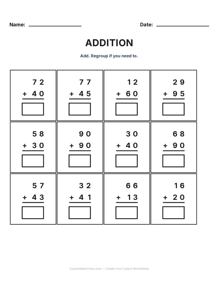 Grade 2 Addition No Regrouping worksheet 27 for kids