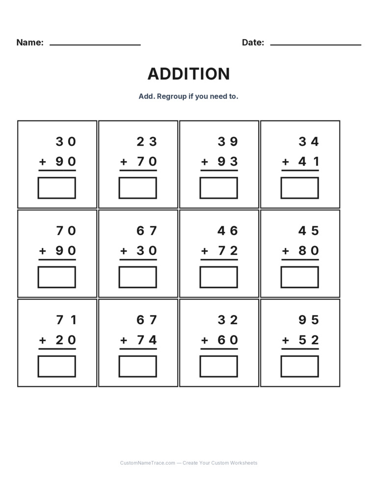 Grade 2 Addition No Regrouping worksheet 29 for kids
