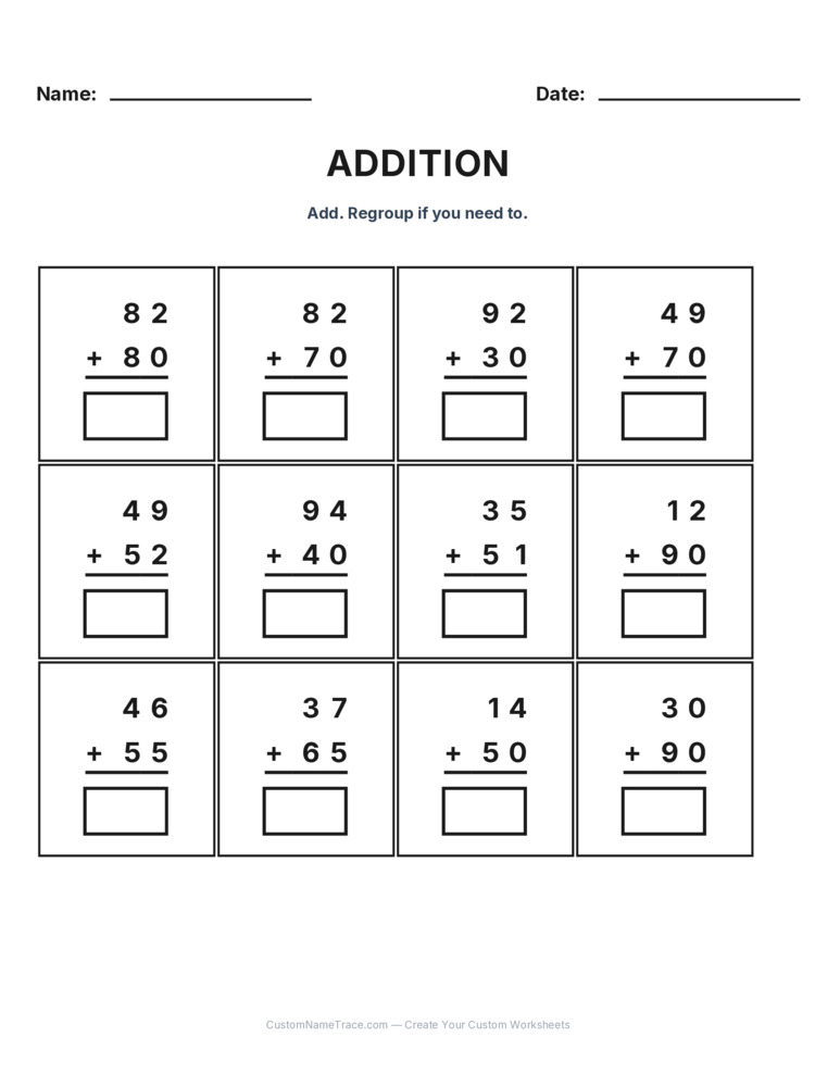 Grade 2 Addition No Regrouping worksheet 3 for kids