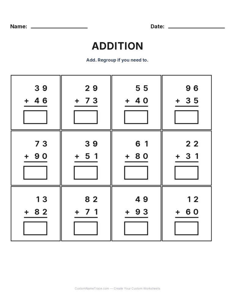 Grade 2 Addition No Regrouping worksheet 4 for kids