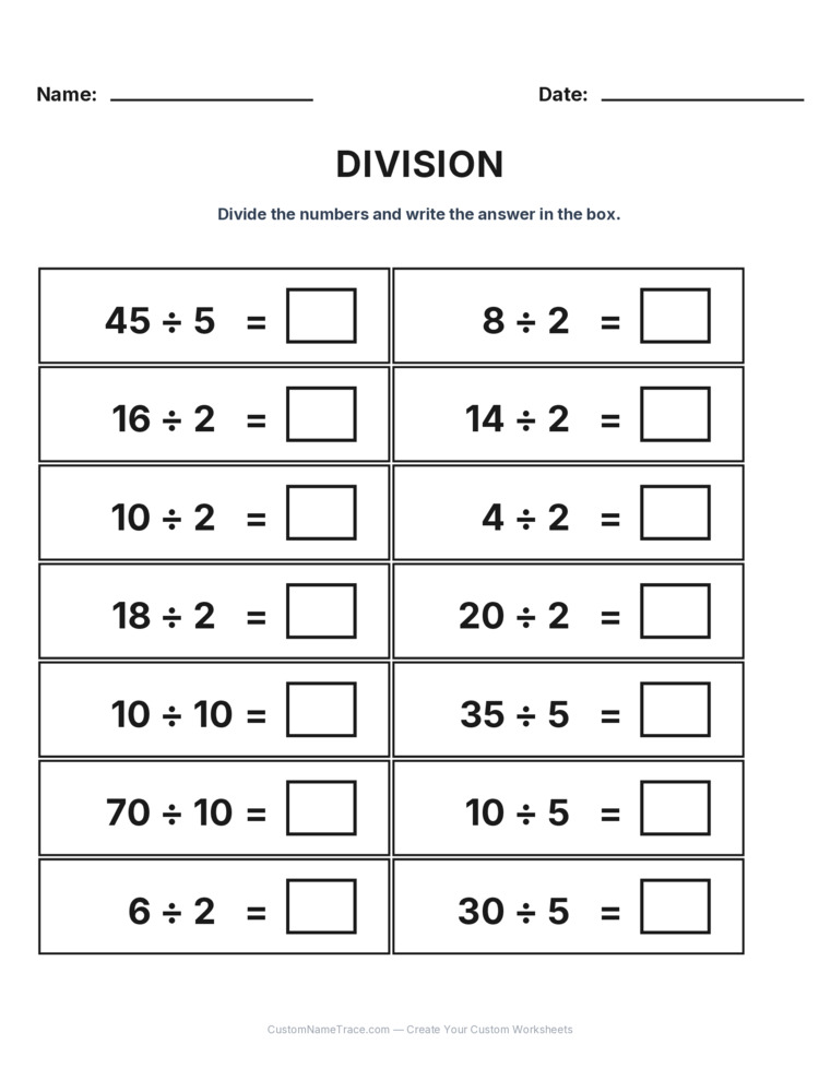 Grade 2 Division Intro Facts worksheet 15 for kids
