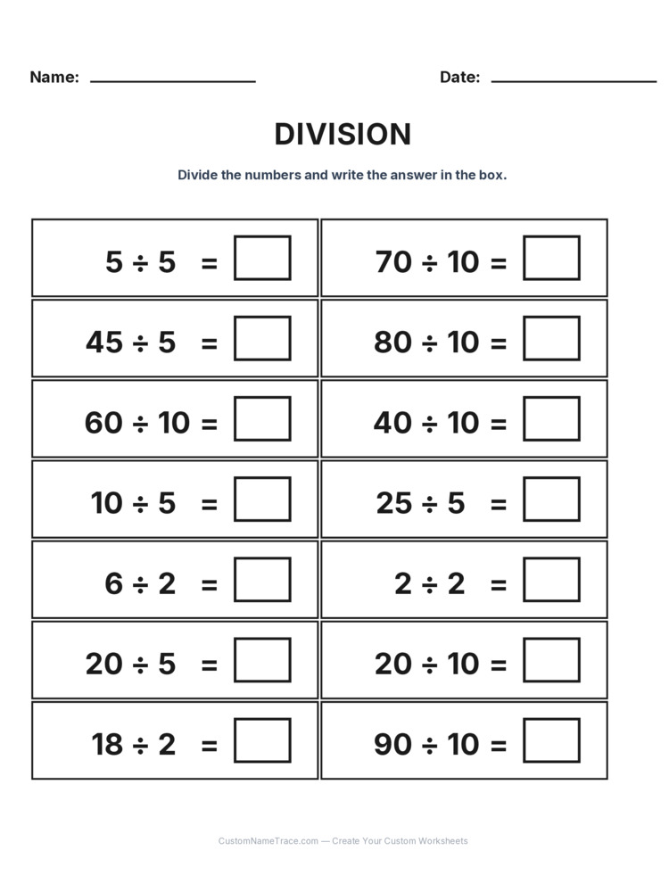 Grade 2 Division Intro Facts worksheet 23 for kids