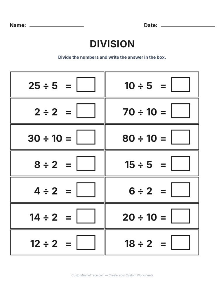 Grade 2 Division Intro Facts worksheet 24 for kids