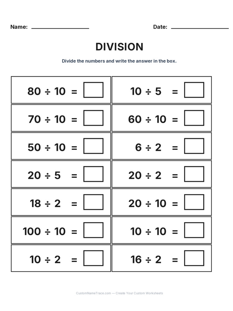 Grade 2 Division Intro Facts worksheet 26 for kids
