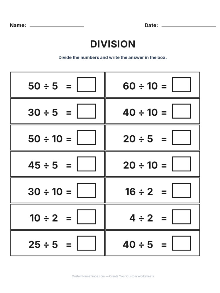 Grade 2 Division Intro Facts worksheet 28 for kids