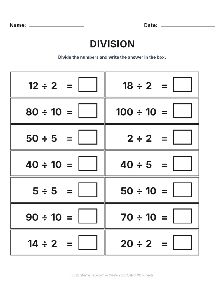 Grade 2 Division Intro Facts worksheet 29 for kids