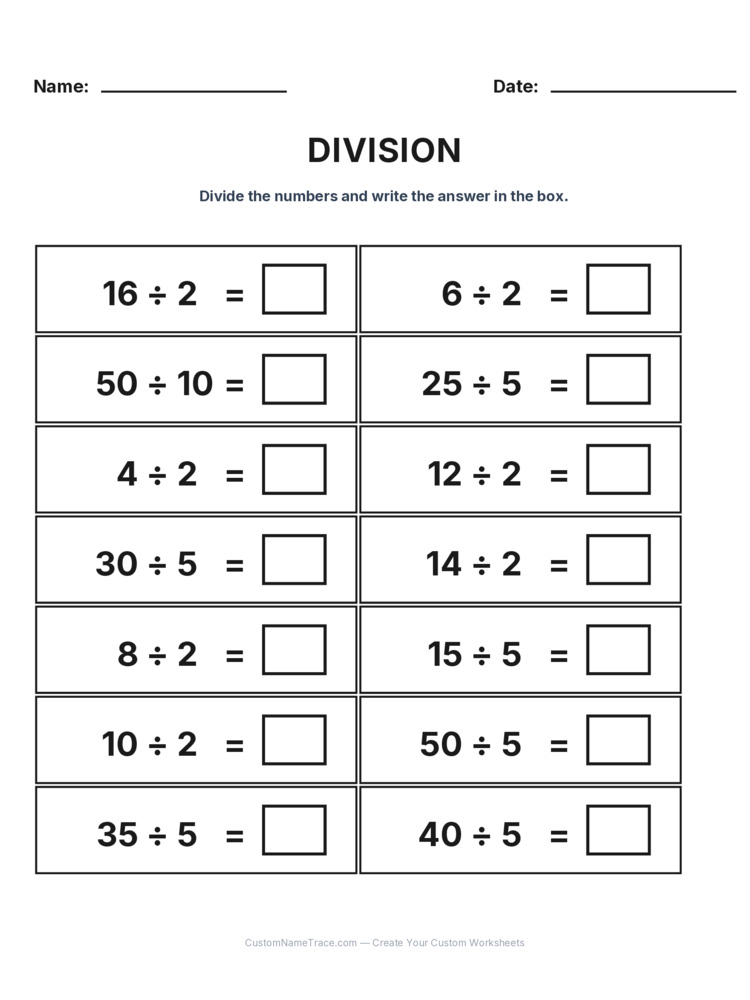 Grade 2 Division Intro Facts worksheet 9 for kids