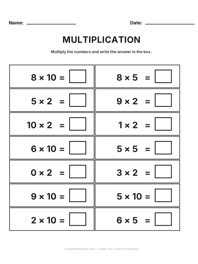 Grade 2 Multiplication Intro Facts worksheet 15 for kids