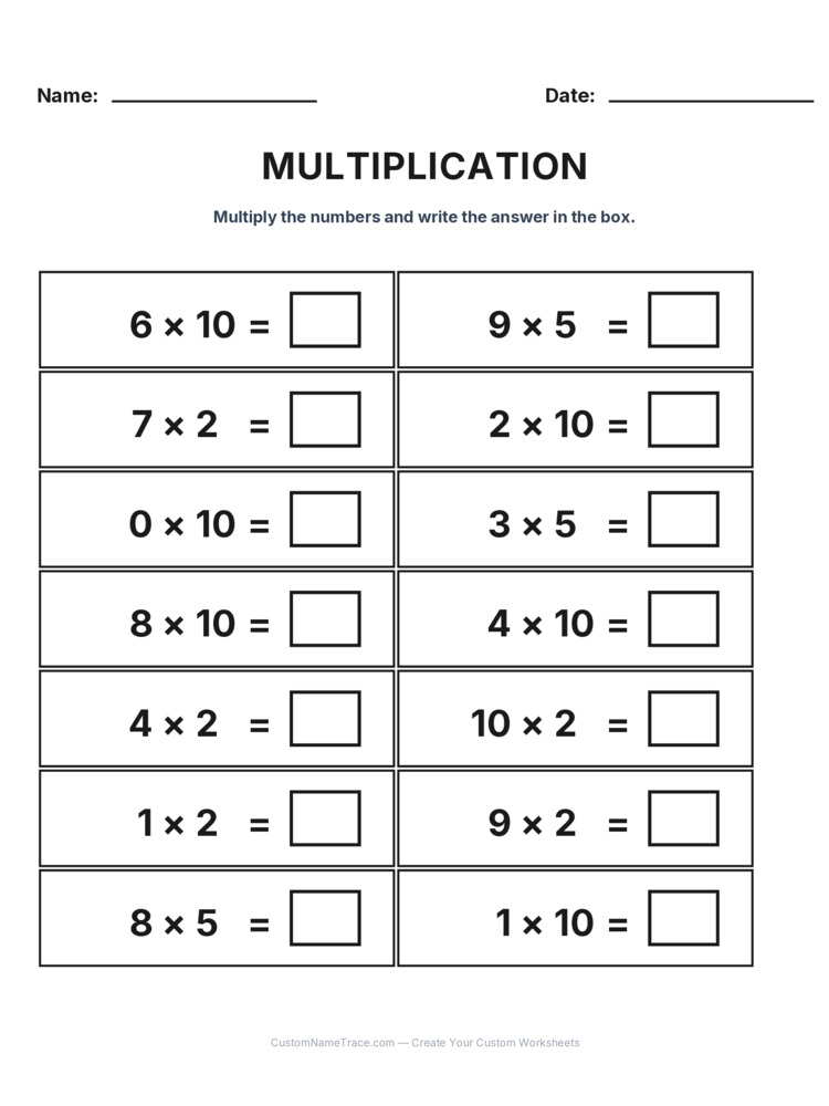Grade 2 Multiplication Intro Facts worksheet 21 for kids