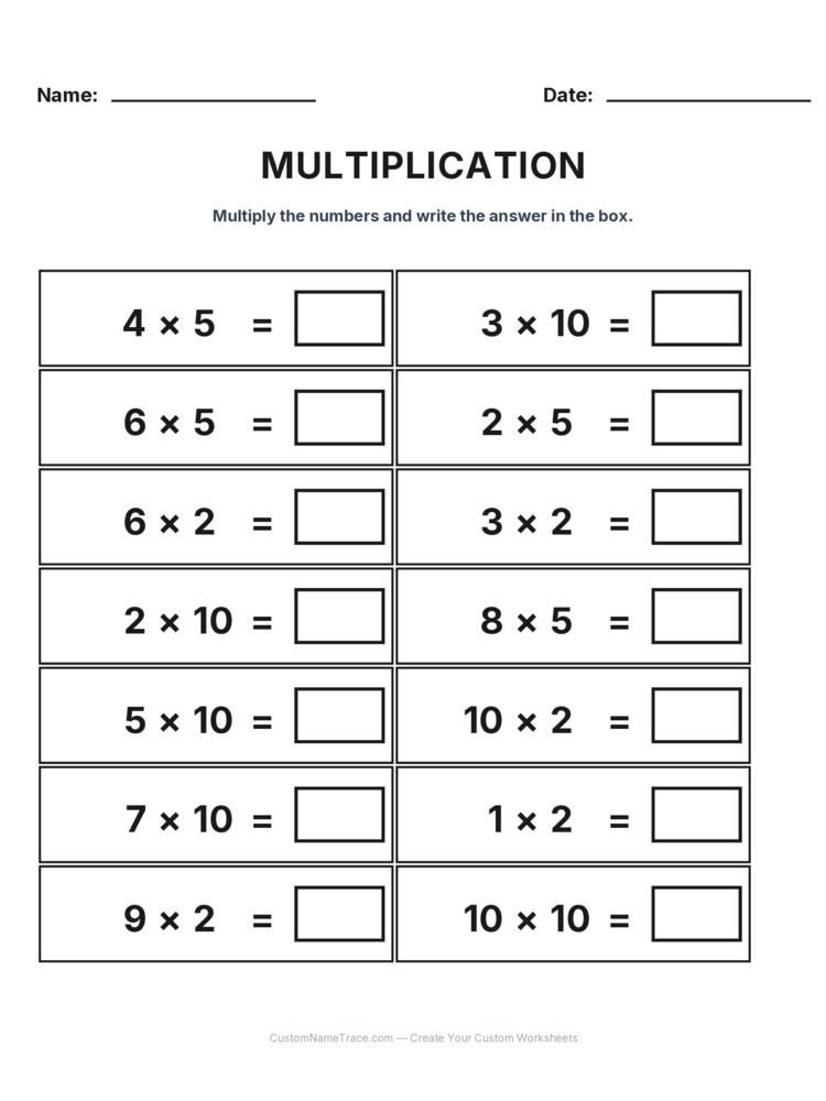 Grade 2 Multiplication Intro Facts worksheet 23 for kids