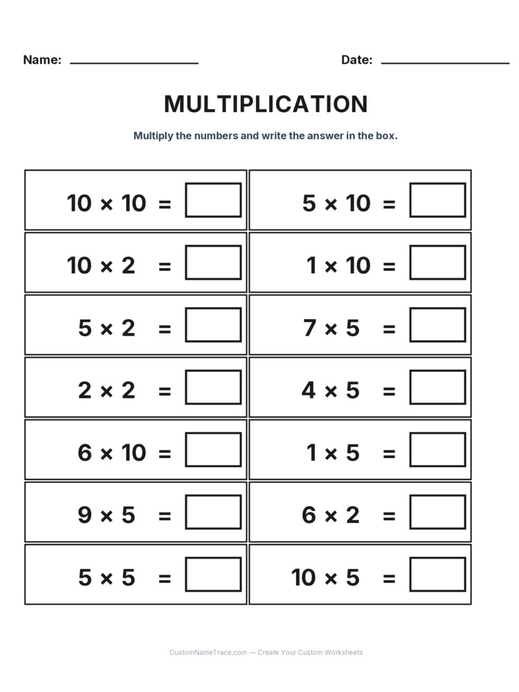 Grade 2 Multiplication Intro Facts worksheet 27 for kids