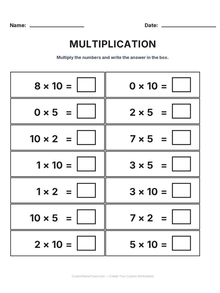 Grade 2 Multiplication Intro Facts worksheet 29 for kids