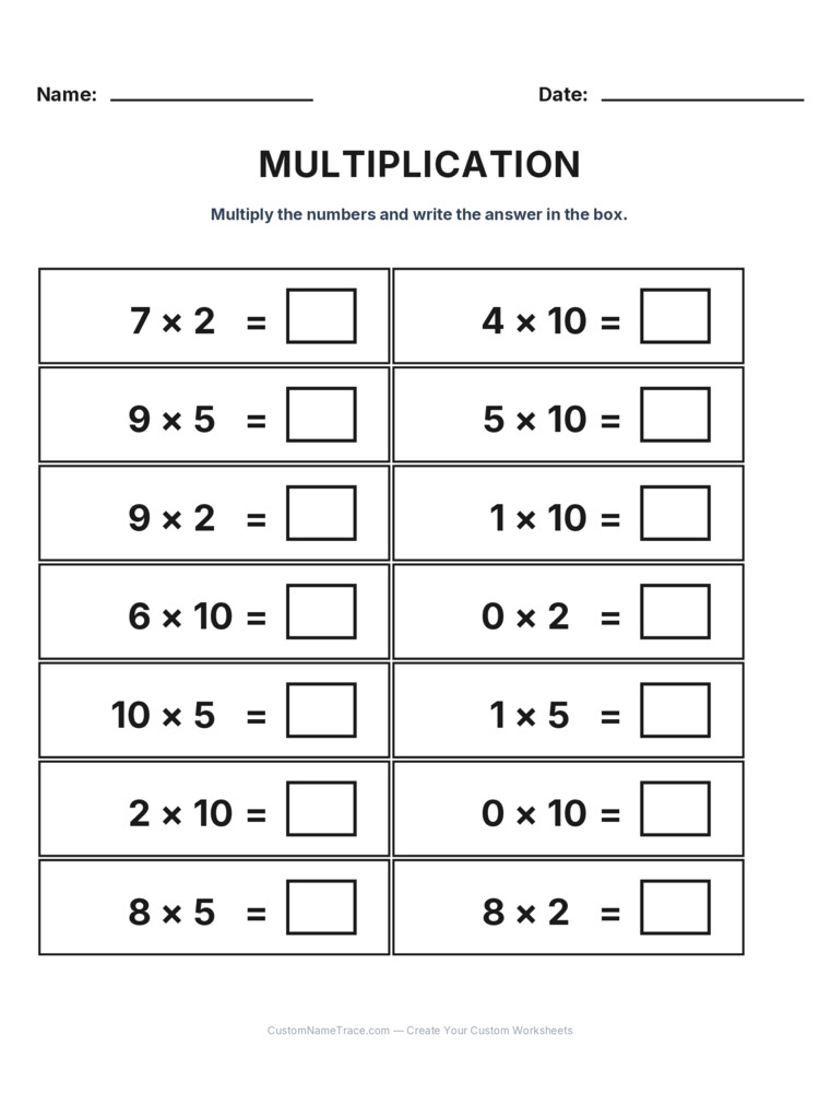 Grade 2 Multiplication Intro Facts worksheet 30 for kids