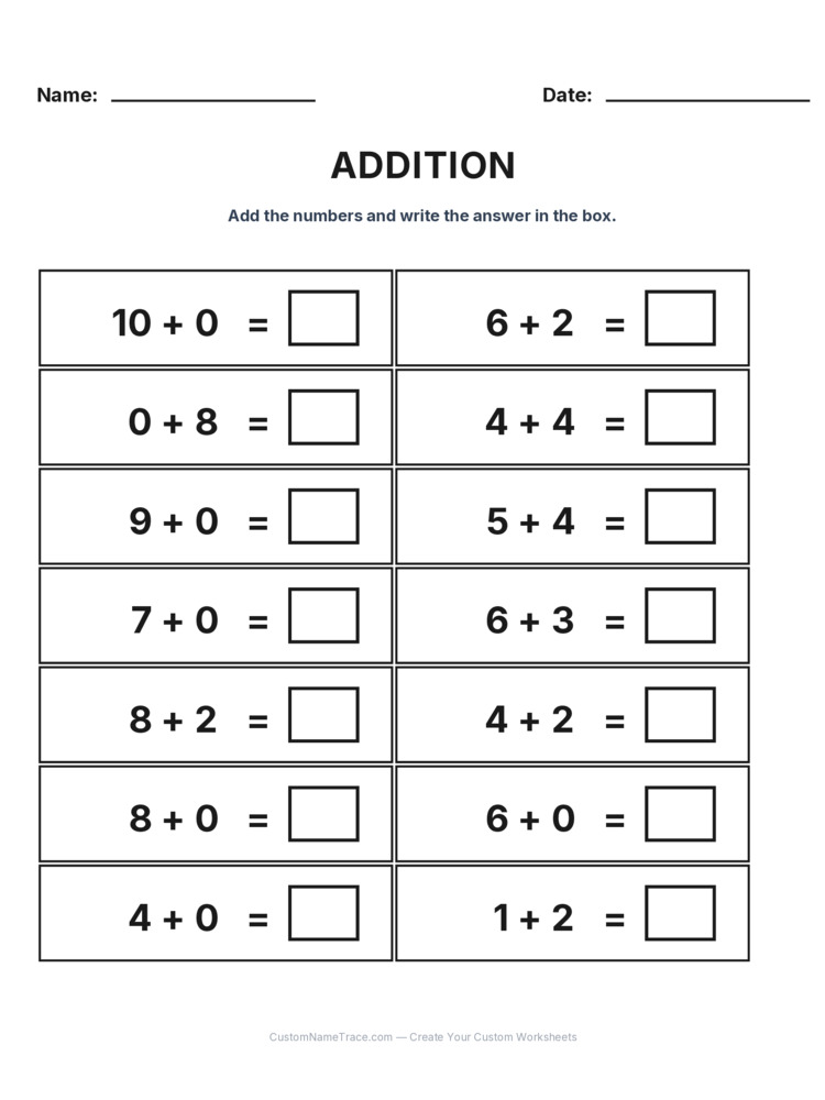Kindergarten Addition Within 10 worksheet 10 for kids