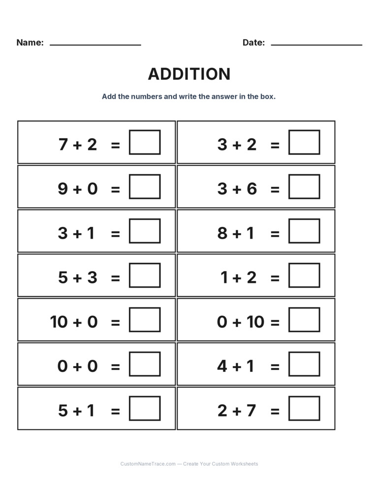 Kindergarten Addition Within 10 worksheet 11 for kids