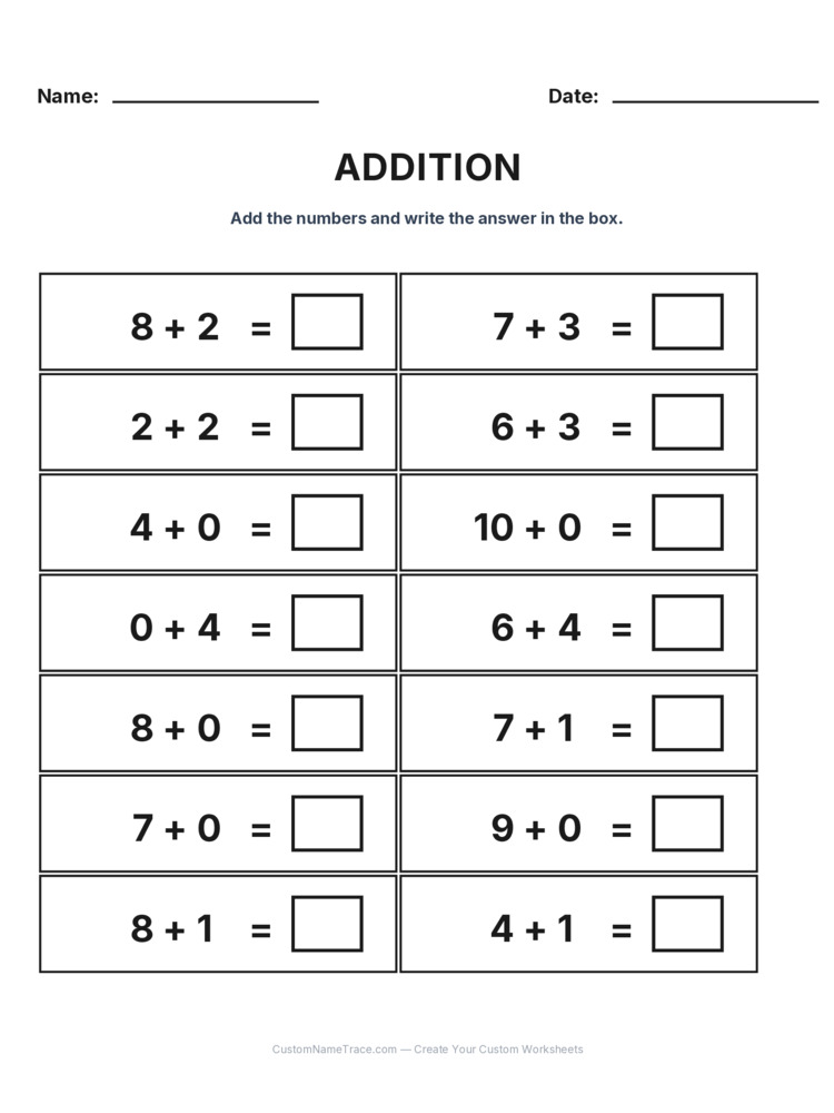 Kindergarten Addition Within 10 worksheet 12 for kids