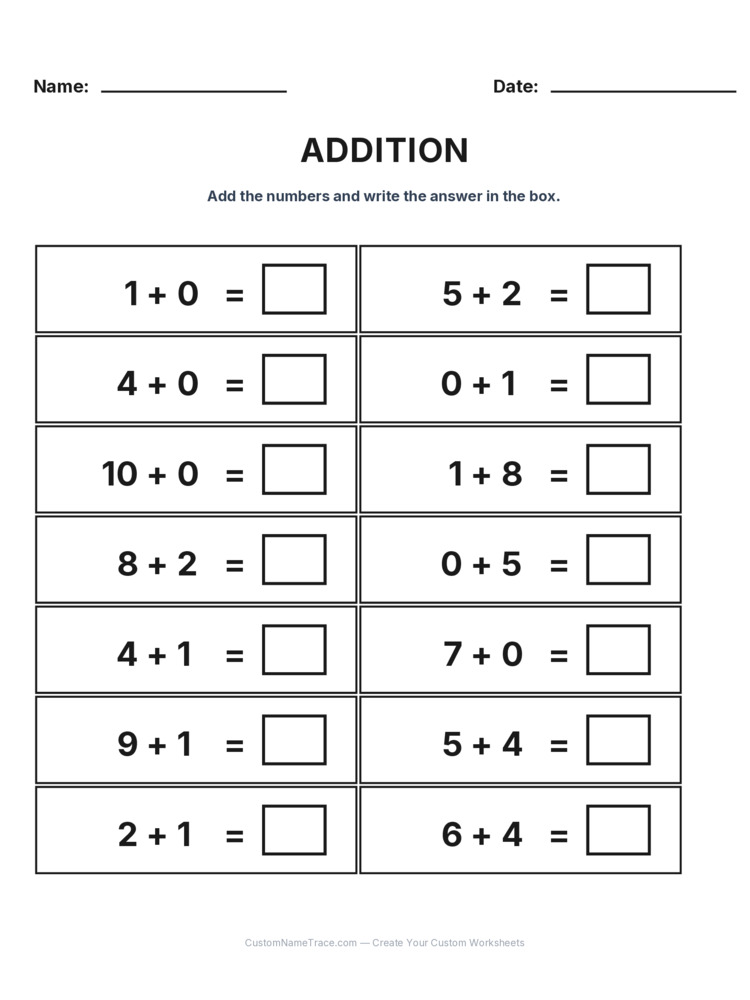 Kindergarten Addition Within 10 worksheet 13 for kids