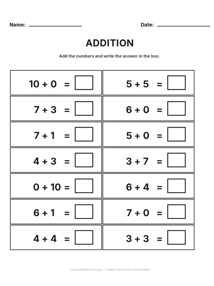 Kindergarten Addition Within 10 worksheet 14 for kids