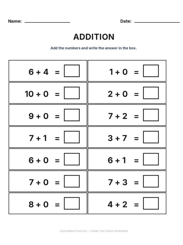 Kindergarten Addition Within 10 worksheet 15 for kids