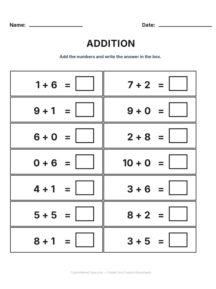 Kindergarten Addition Within 10 worksheet 16 for kids