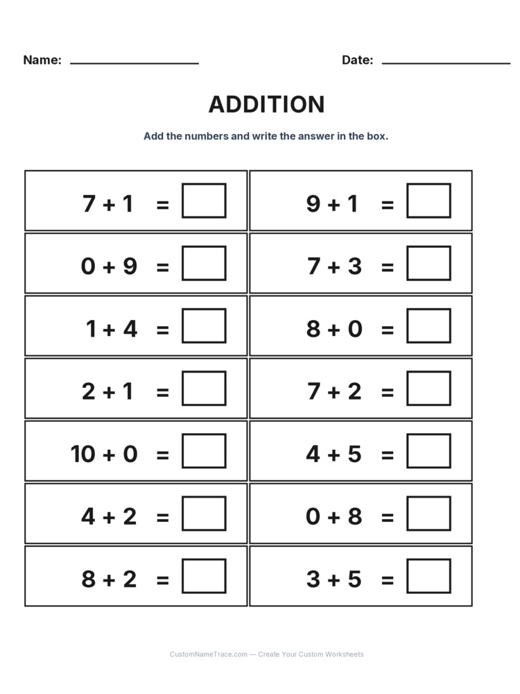 Kindergarten Addition Within 10 worksheet 18 for kids