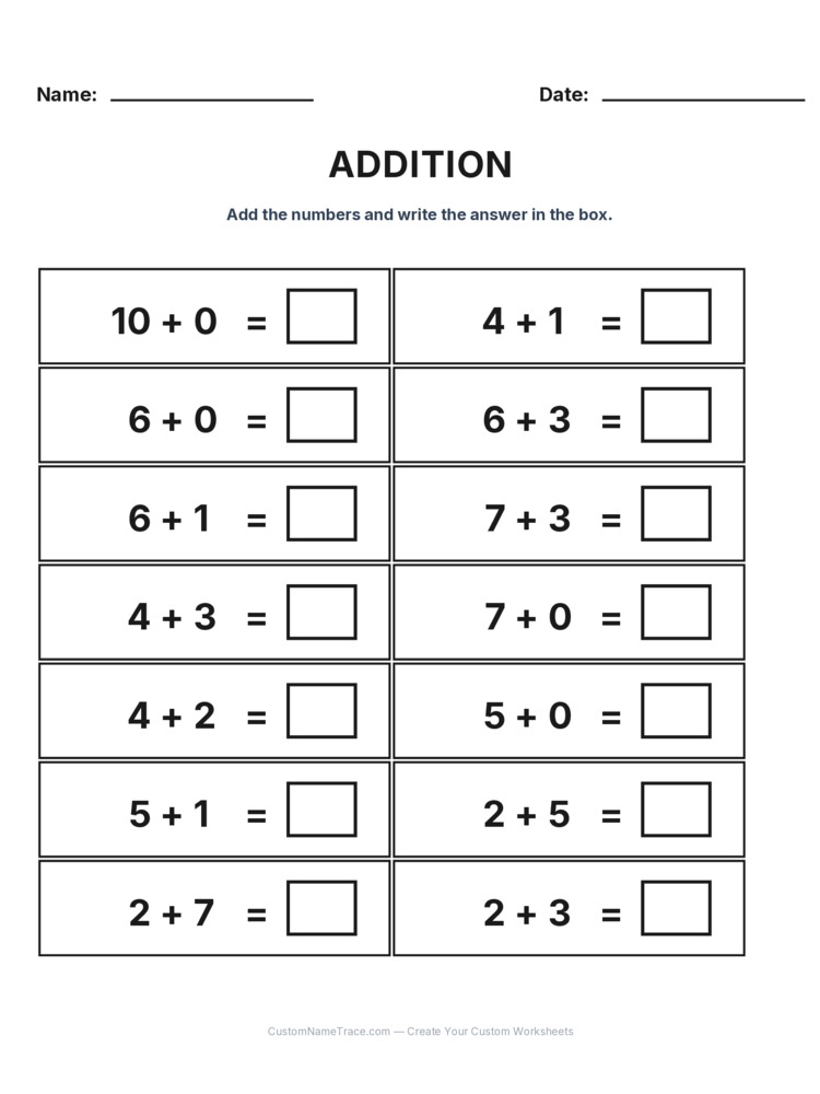 Kindergarten Addition Within 10 worksheet 19 for kids