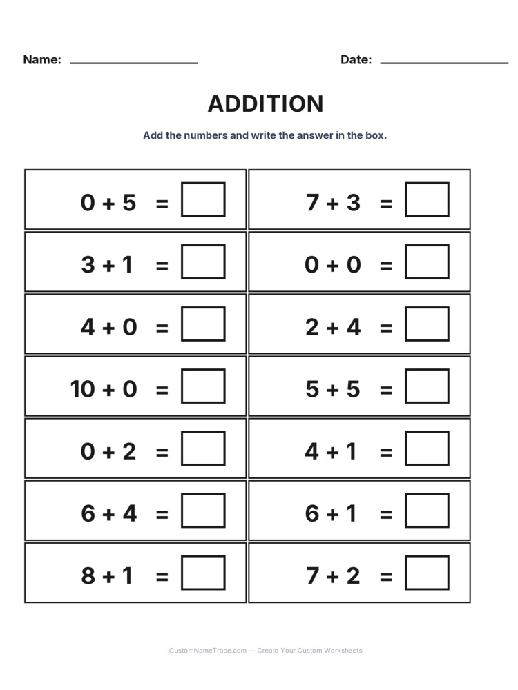 Kindergarten Addition Within 10 worksheet 20 for kids