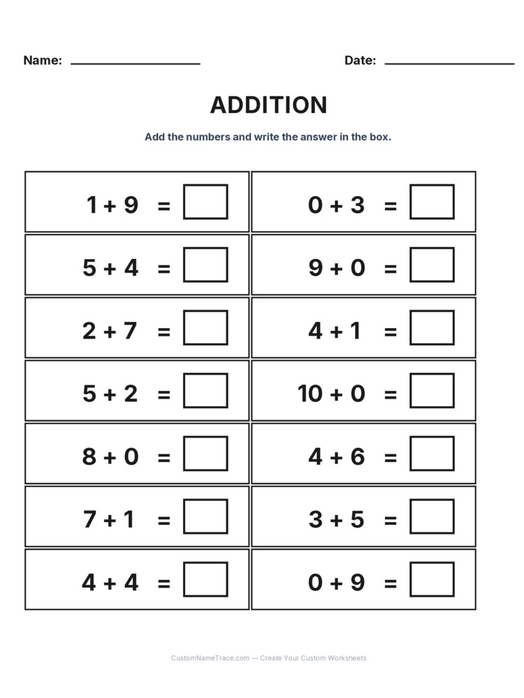 Kindergarten Addition Within 10 worksheet 21 for kids