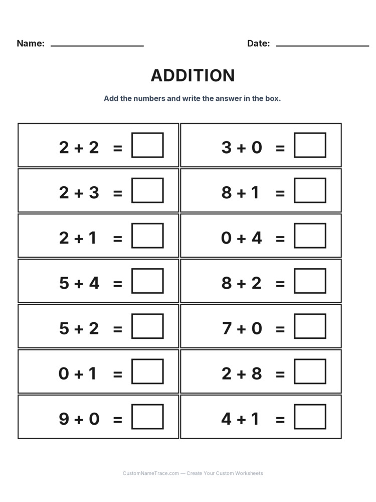 Kindergarten Addition Within 10 worksheet 24 for kids