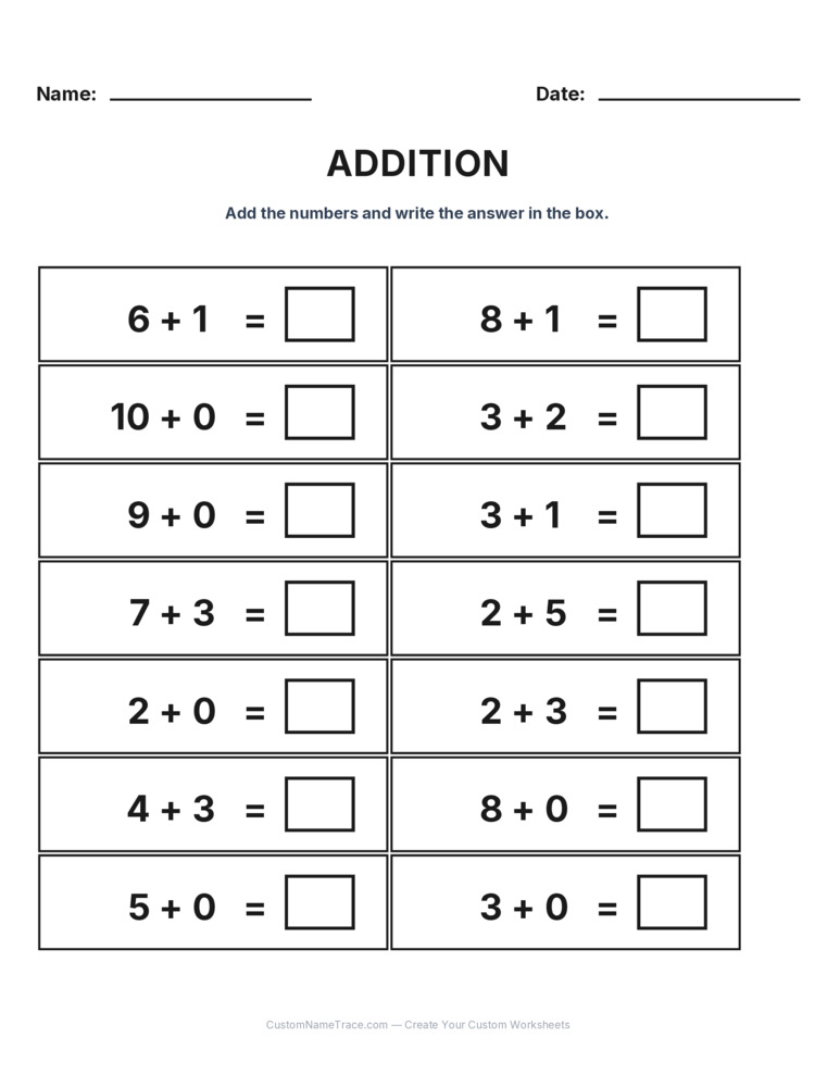 Kindergarten Addition Within 10 worksheet 25 for kids