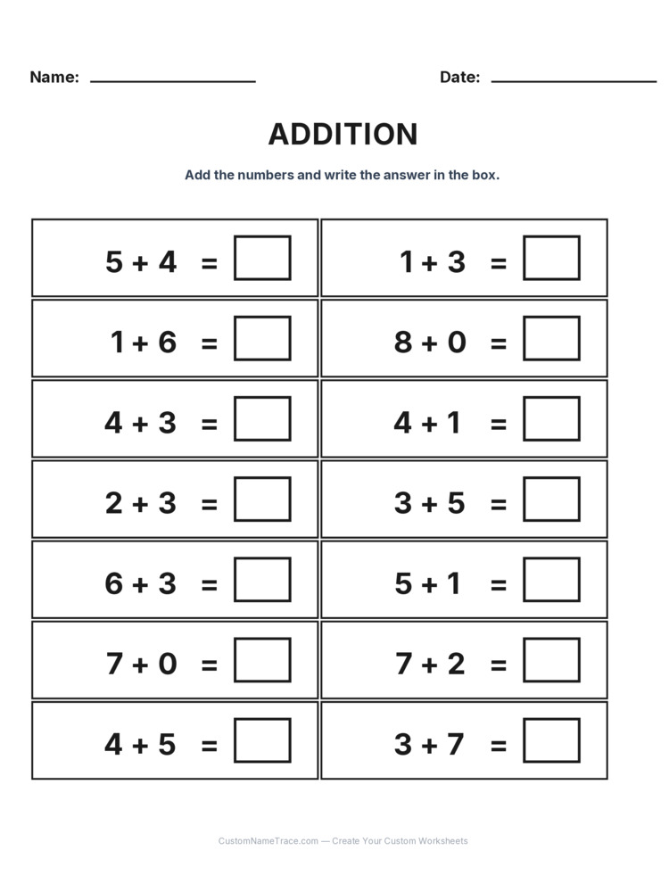 Kindergarten Addition Within 10 worksheet 26 for kids