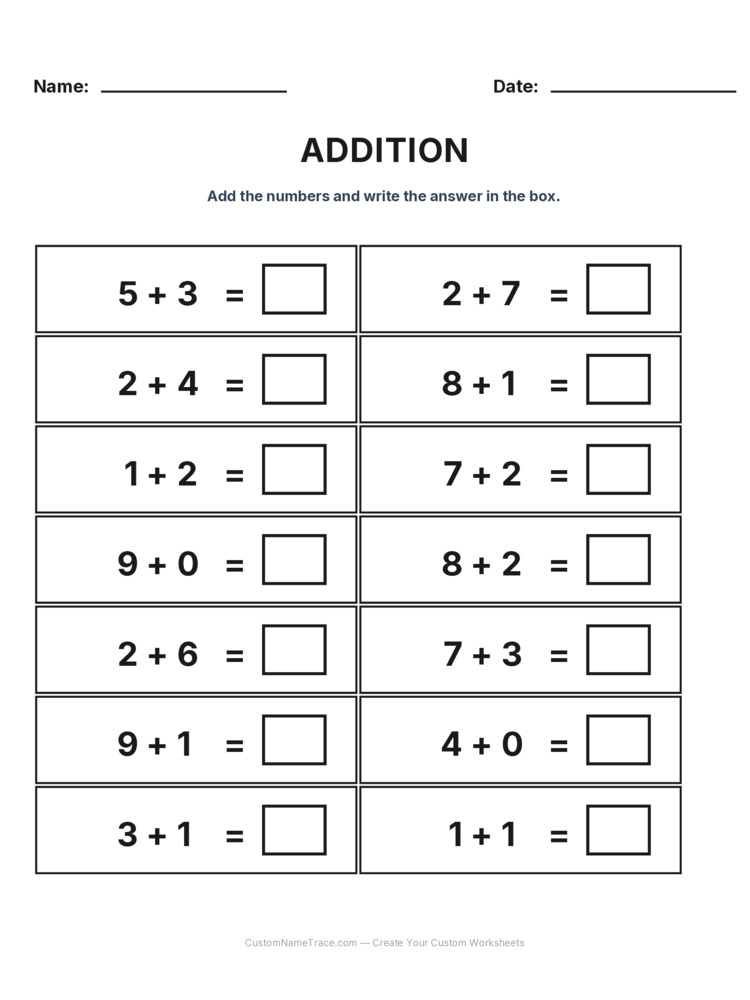 Kindergarten Addition Within 10 worksheet 27 for kids