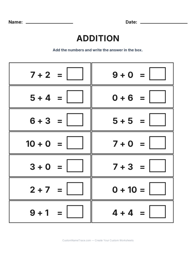 Kindergarten Addition Within 10 worksheet 28 for kids