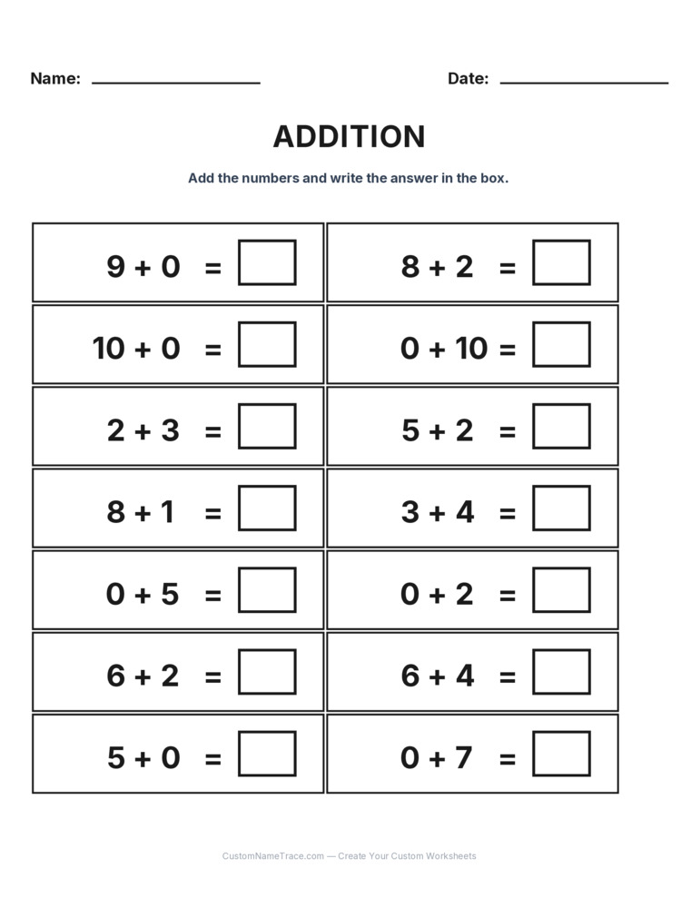 Kindergarten Addition Within 10 worksheet 29 for kids