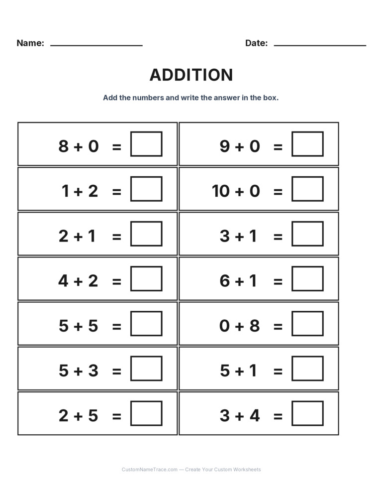 Kindergarten Addition Within 10 worksheet 3 for kids