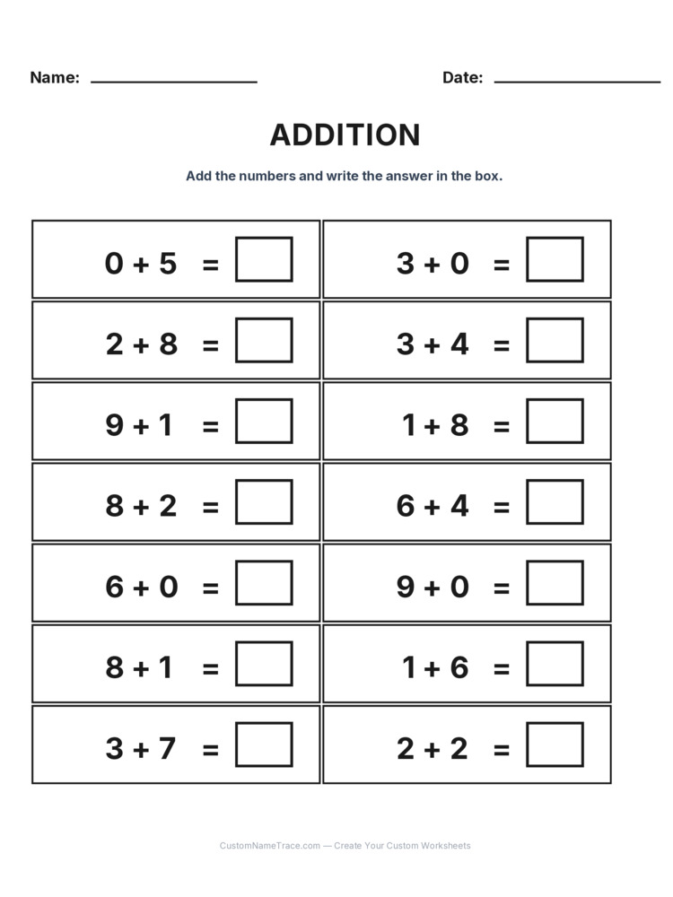 Kindergarten Addition Within 10 worksheet 7 for kids