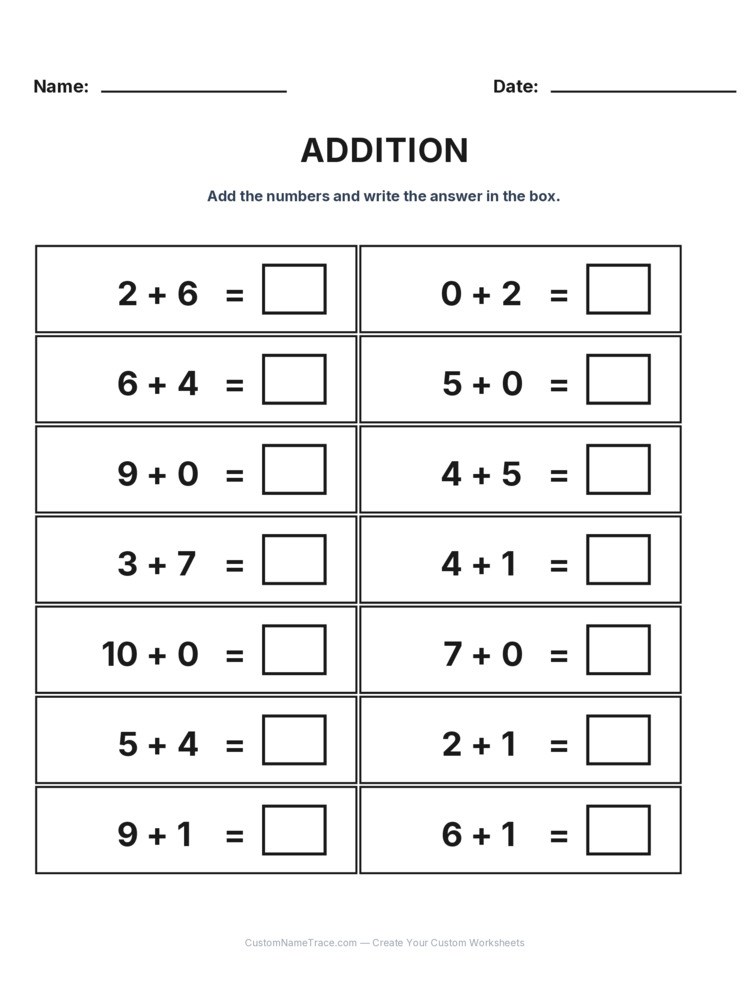Kindergarten Addition Within 10 worksheet 9 for kids