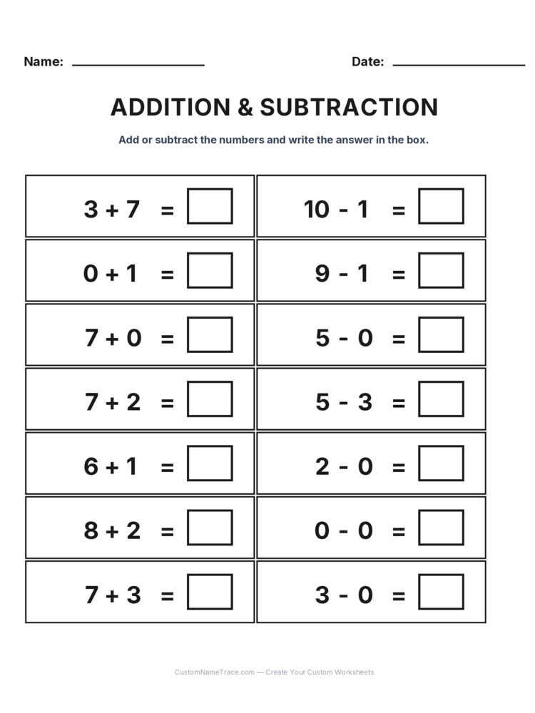1 Addition & Subtraction