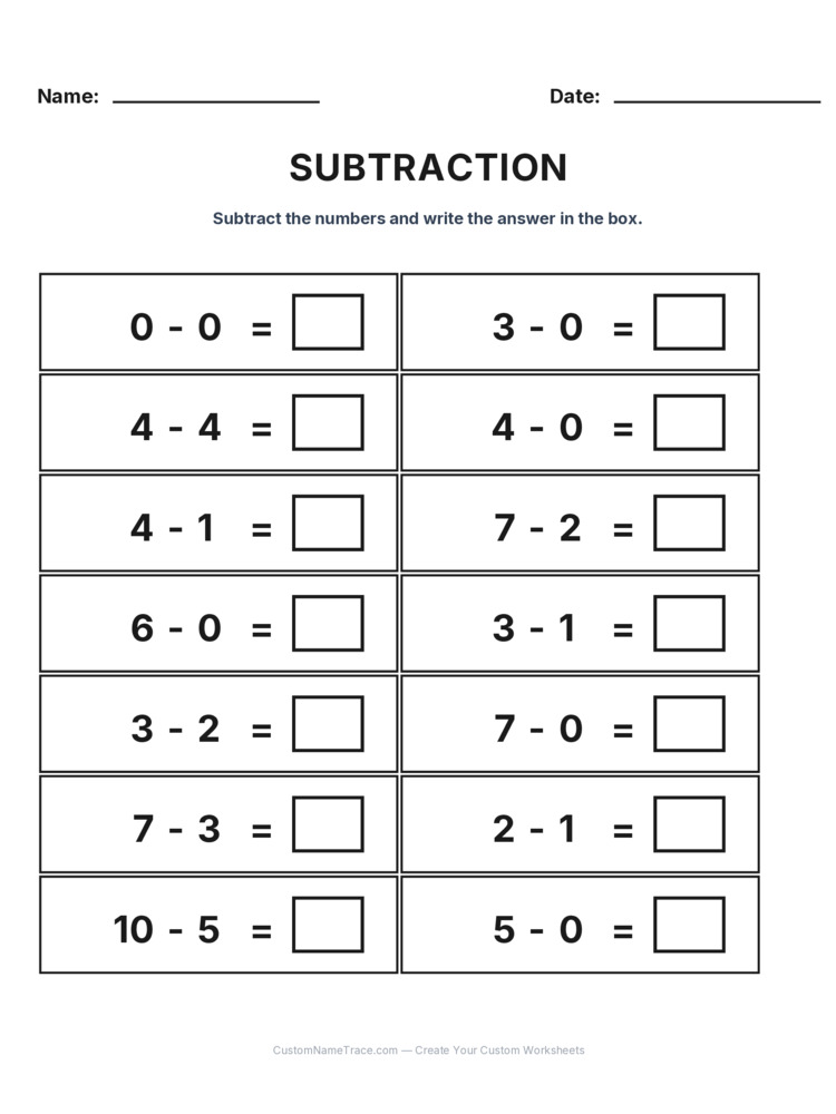 Kindergarten Subtraction Within 10 worksheet 23 for kids