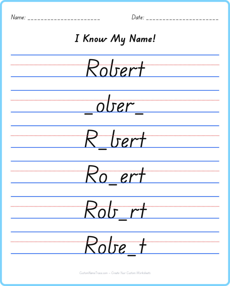 Free Robert custom name tracing - fill-in-the-blank free worksheet