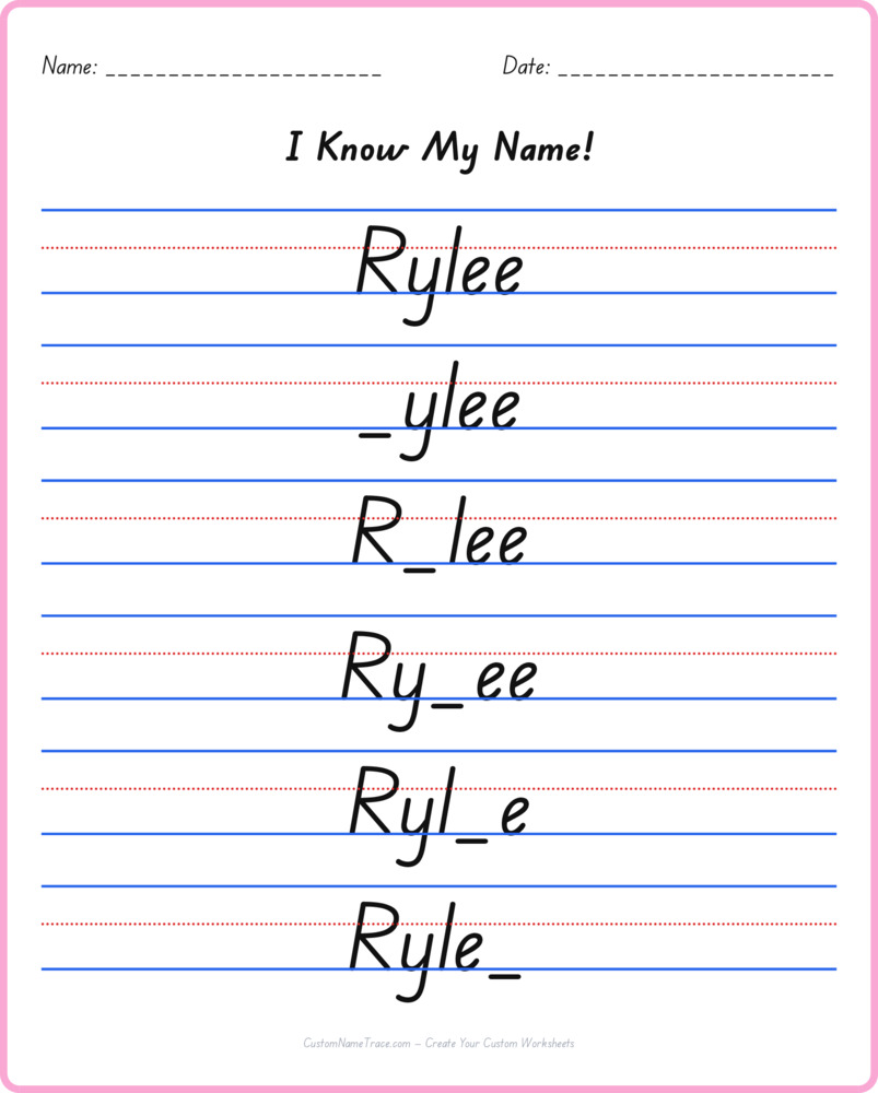 Free Rylee custom name tracing - fill-in-the-blank free worksheet