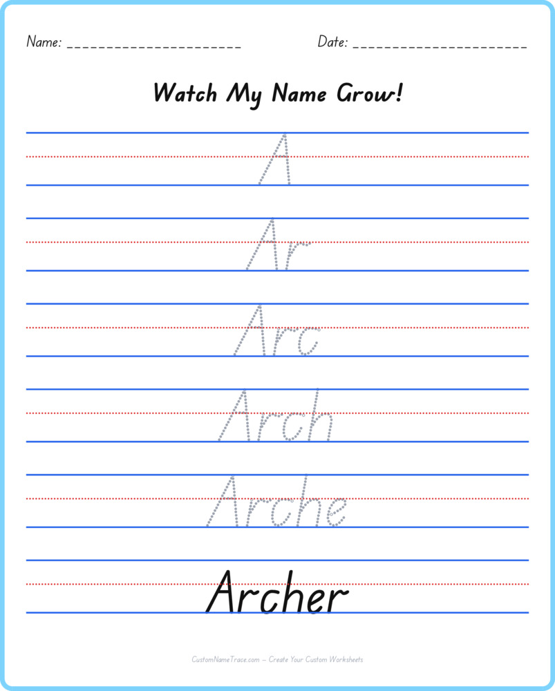 Free Archer custom name tracing - pyramid free worksheet