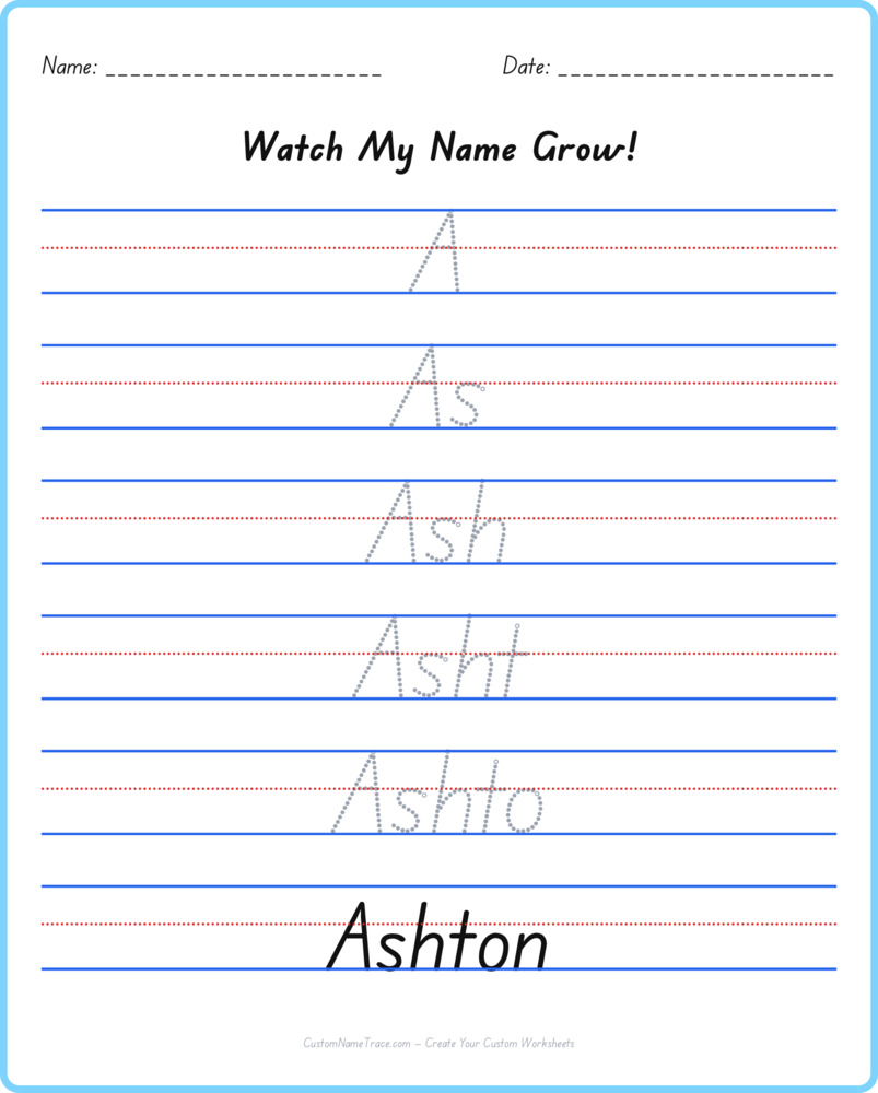 Free Ashton custom name tracing - pyramid free worksheet