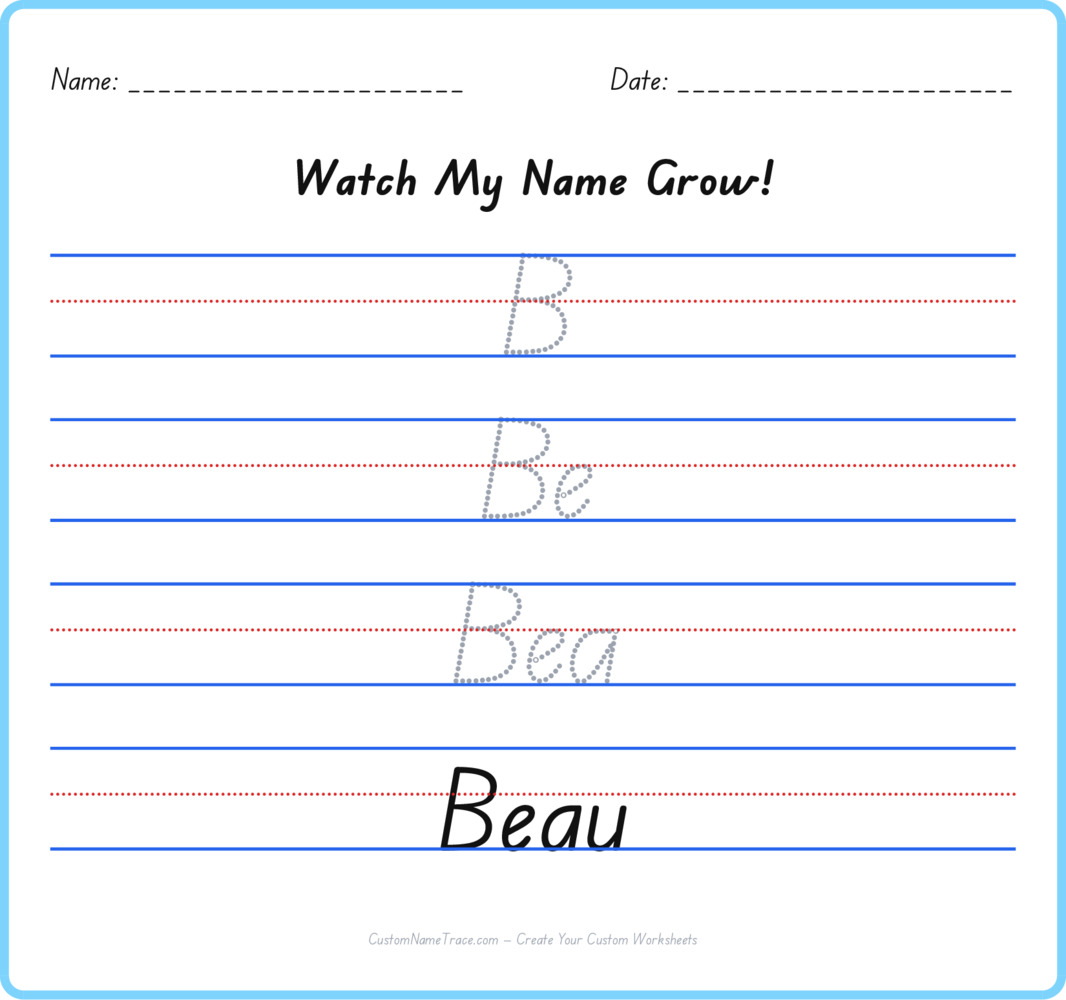 Free Beau custom name tracing - pyramid free worksheet