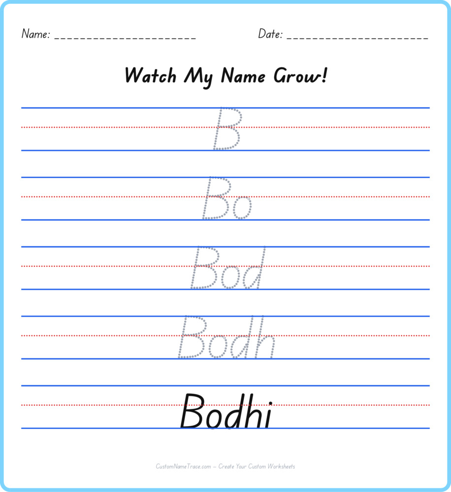 Free Bodhi custom name tracing - pyramid free worksheet