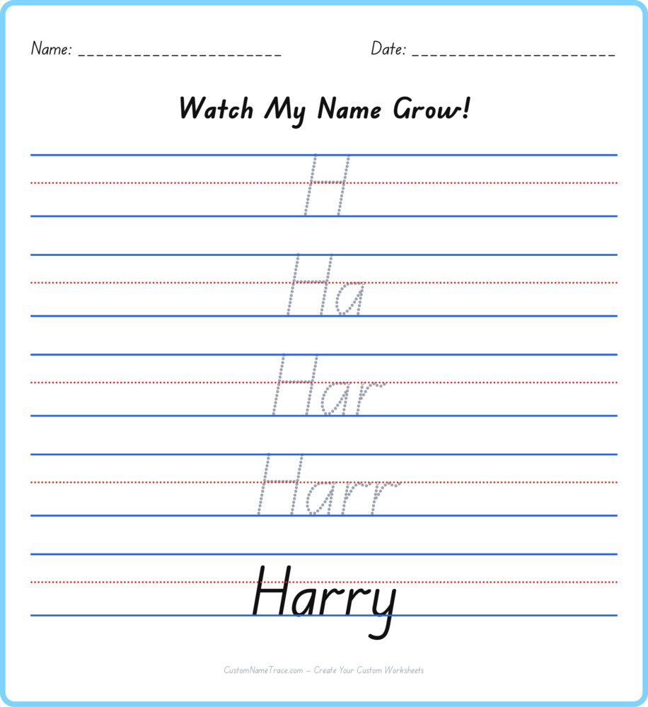 Free Harry custom name tracing - pyramid free worksheet