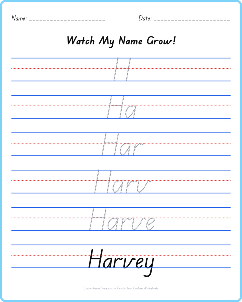 Free Harvey custom name tracing - pyramid free worksheet