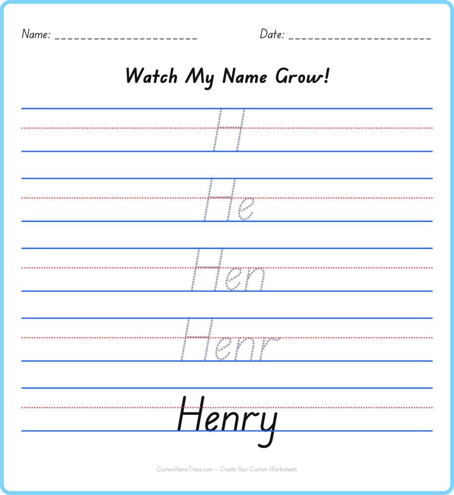 Free Henry custom name tracing - pyramid free worksheet